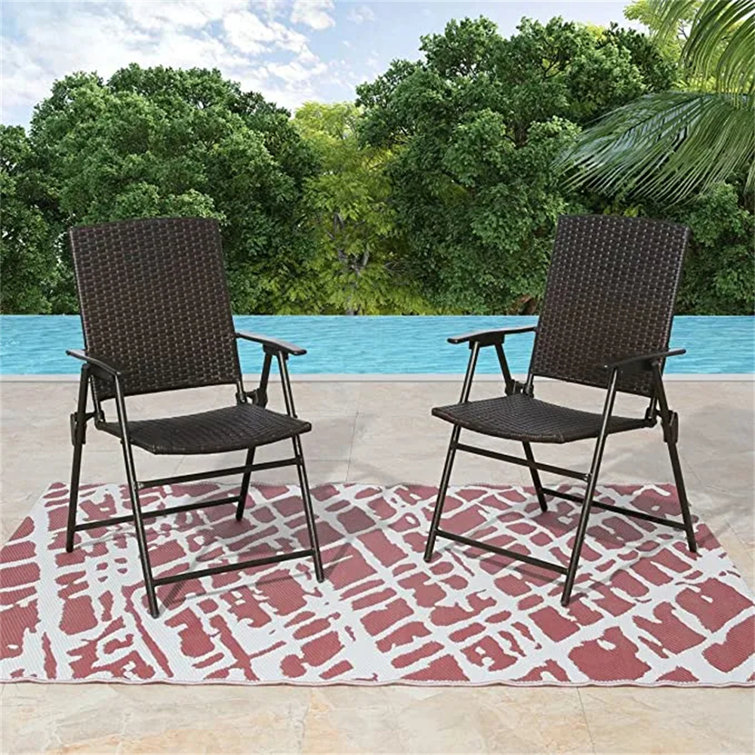 Latitude Run® Larone Iron Patio Folding Chair Folding Chair Set Wayfair